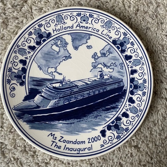 Holland America Line The Inaugural Ms Zaandam 2000 Blauw Delft Plate EUC - Picture 1 of 8